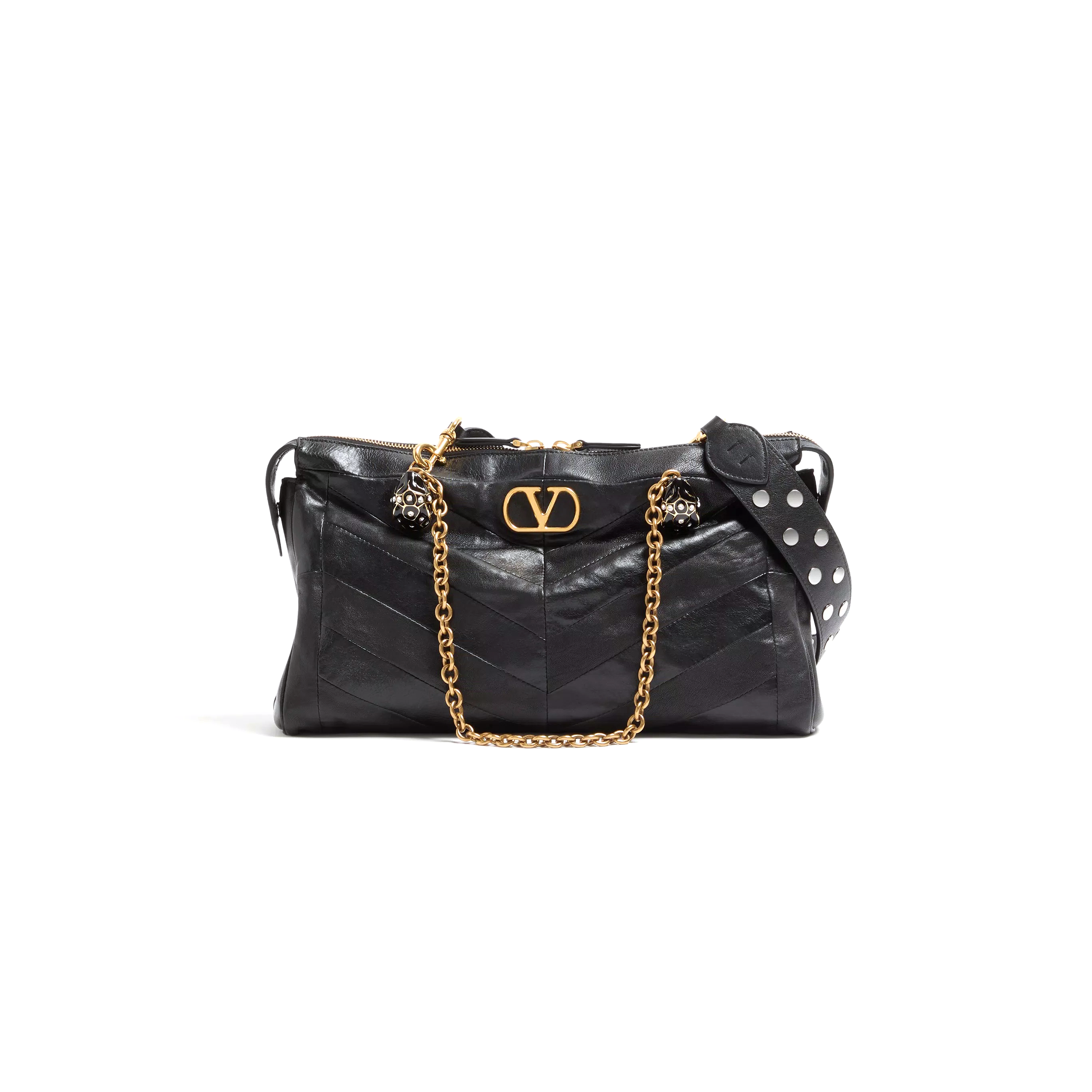 Va1e*ntin0 garavani panthea shoulder bag in nappa leather with chevron pattern 7w0b0s70uyf_0no (33*19.5*9cm)